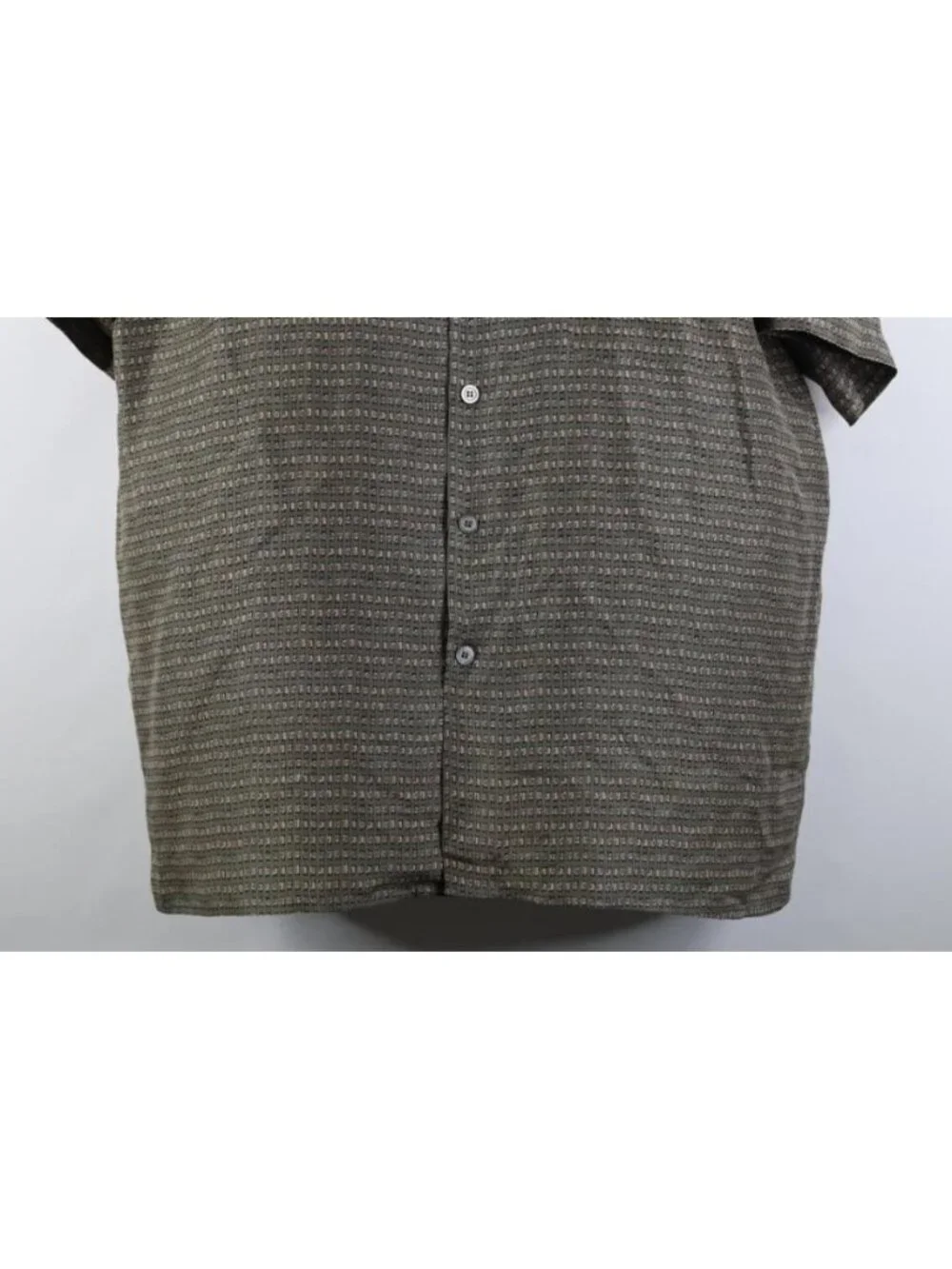 Vtg 90s Streetwear Mens Large Geometric Silk Short Sleeve Collared Button Shirt